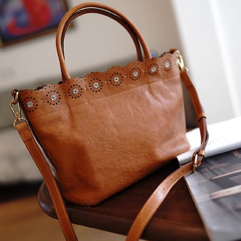 李記 | 原創手工真皮 | 法式優雅バ復古鏤空い手提包ls250號