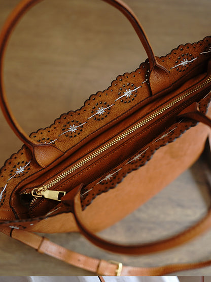 李記 | 原創手工真皮 | 法式優雅バ復古鏤空い手提包ls250號