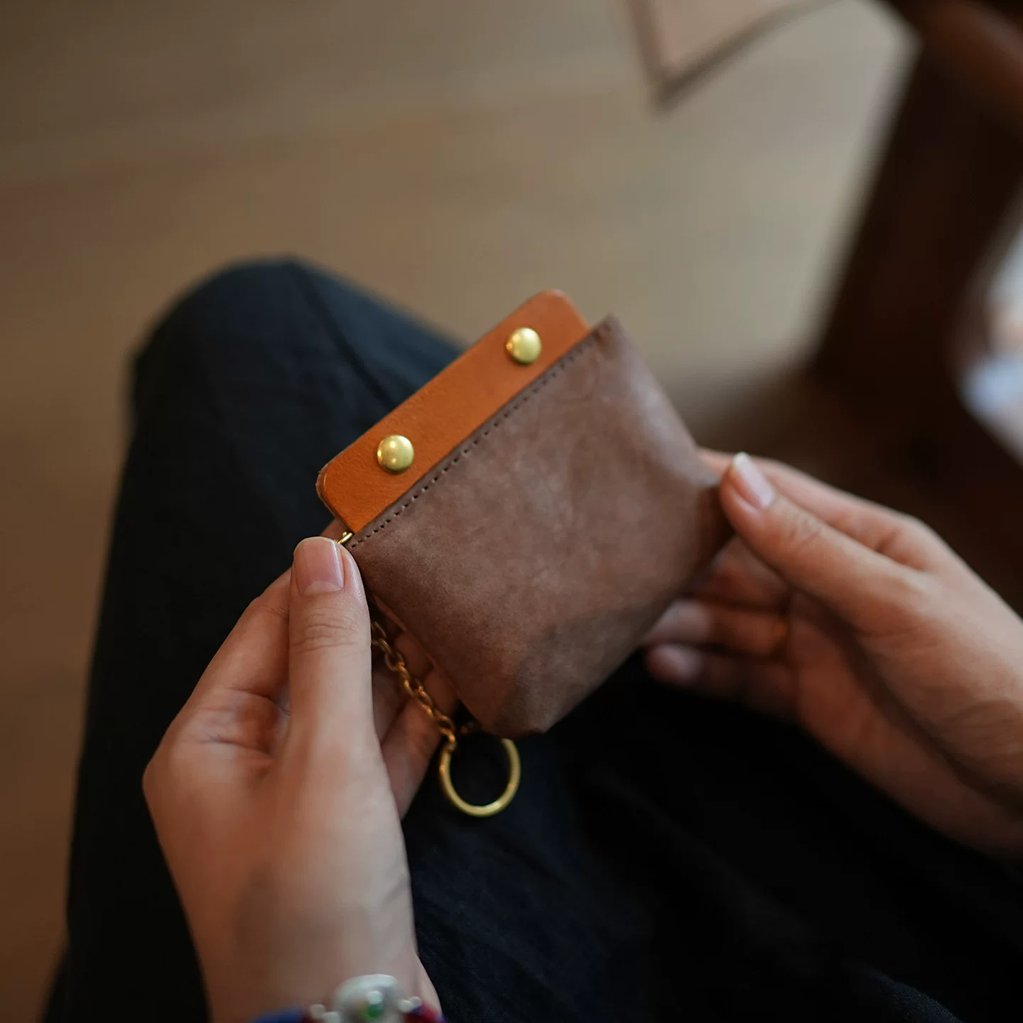 李記 | 原創手工真皮 | 復古褶皺小巧の迷你零錢硬幣包ls50號