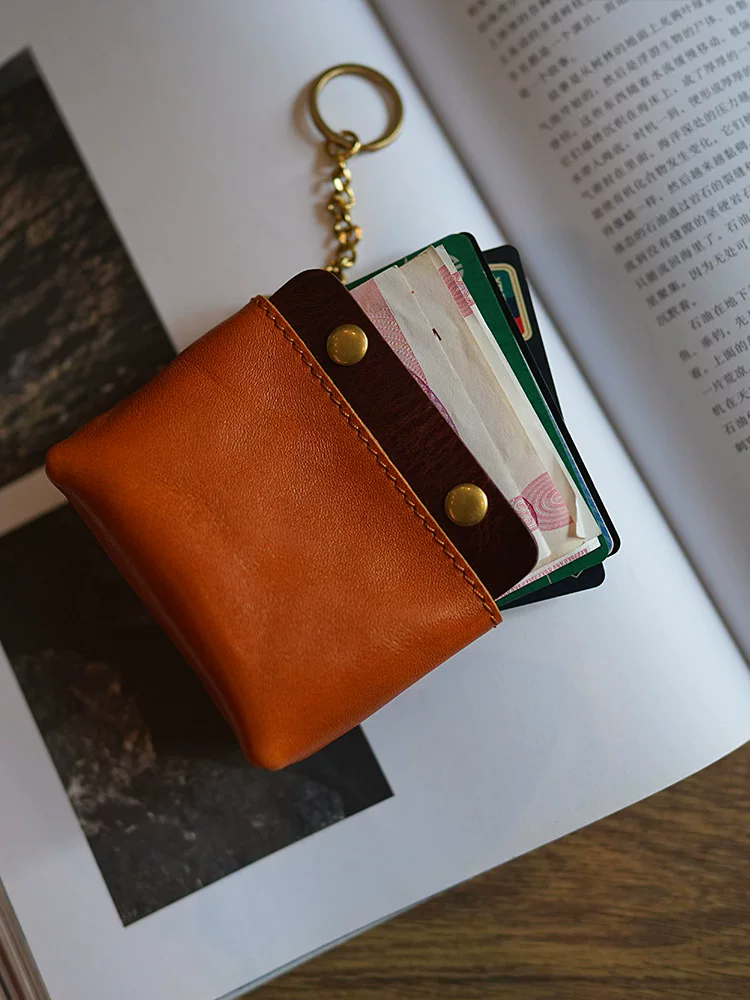 李記 | 原創手工真皮 | 復古褶皺小巧の迷你零錢硬幣包ls50號