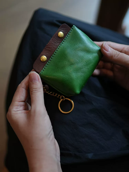 李記 | 原創手工真皮 | 復古褶皺小巧の迷你零錢硬幣包ls50號