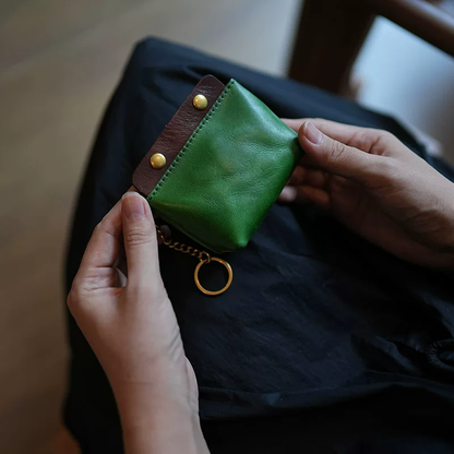 李記 | 原創手工真皮 | 復古褶皺小巧の迷你零錢硬幣包ls50號