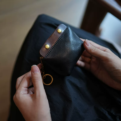 李記 | 原創手工真皮 | 復古褶皺小巧の迷你零錢硬幣包ls50號