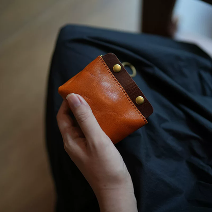 李記 | 原創手工真皮 | 復古褶皺小巧の迷你零錢硬幣包ls50號