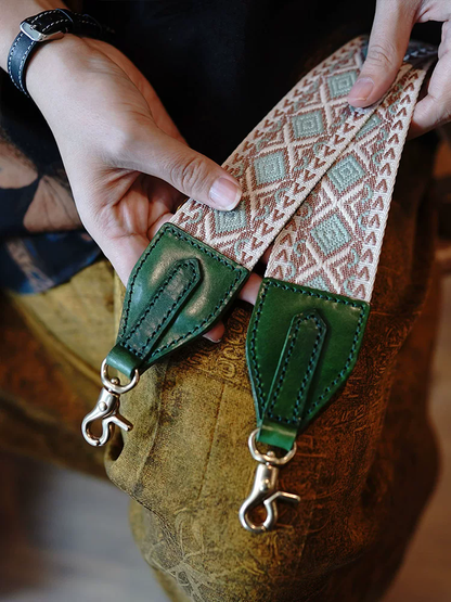 李記 | 原創手工真皮 | 彩色針織銅扣の包包寬肩帶ls67號