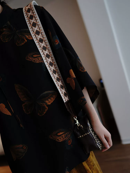 李記 | 原創手工真皮 | 彩色針織銅扣の包包寬肩帶ls67號