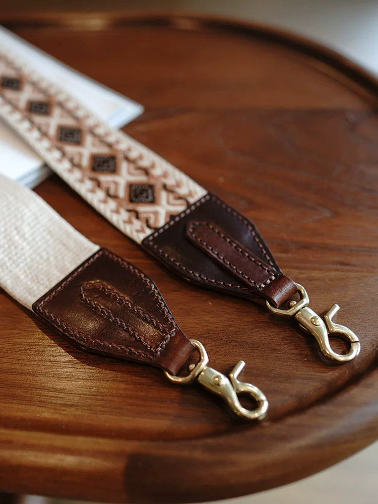 李記 | 原創手工真皮 | 彩色針織銅扣の包包寬肩帶ls67號