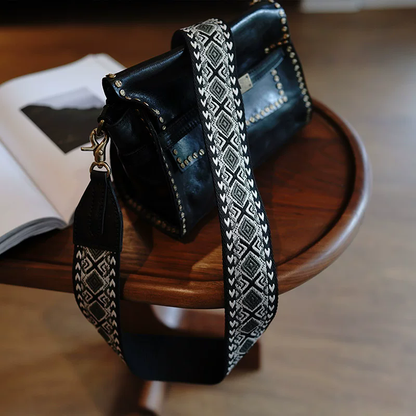 李記 | 原創手工真皮 | 彩色針織銅扣の包包寬肩帶ls67號