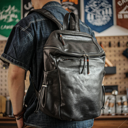 李記 | 原創手工真皮 | 【都市漫步】出行雙肩背包ls8302號