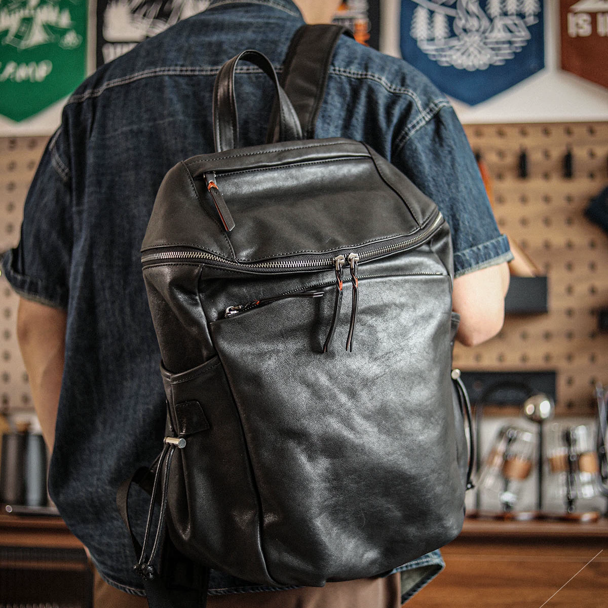 李記 | 原創手工真皮 | 【都市漫步】出行雙肩背包ls8302號