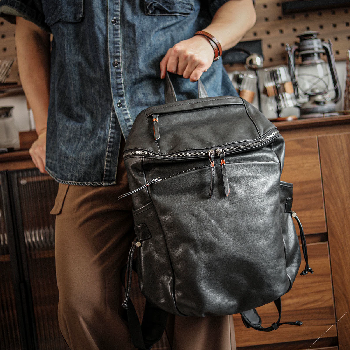 李記 | 原創手工真皮 | 【都市漫步】出行雙肩背包ls8302號