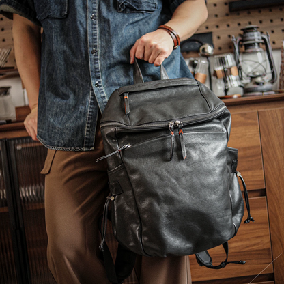 李記 | 原創手工真皮 | 【都市漫步】出行雙肩背包ls8302號