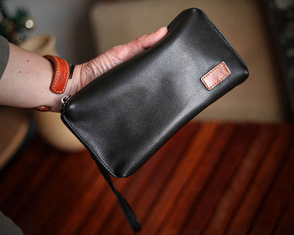 李記 | 原創手工真皮 | 進口小牛皮！ 軟皮！拉鏈手拿包ls8572號