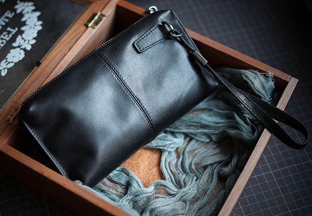 李記 | 原創手工真皮 | 進口小牛皮！ 軟皮！拉鏈手拿包ls8572號