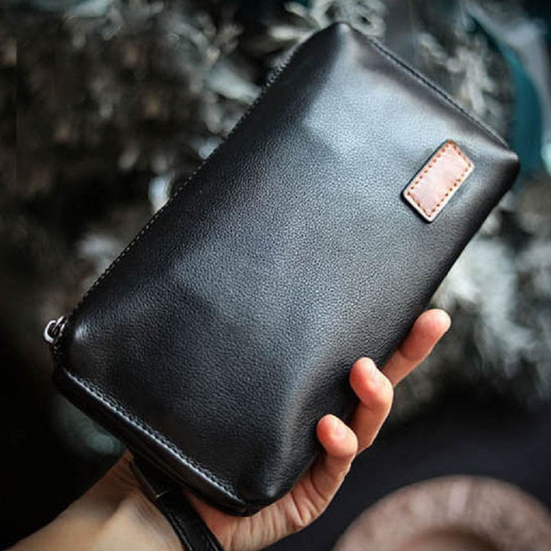 李記 | 原創手工真皮 | 進口小牛皮！ 軟皮！拉鏈手拿包ls8572號