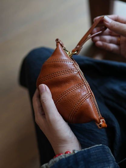 李記 | 原創手工真皮 | 可頌牛角の零錢包ls99號