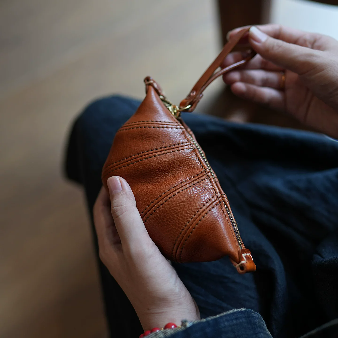 李記 | 原創手工真皮 | 可頌牛角の零錢包ls99號