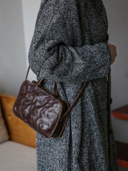 李記 | 原創手工真皮 | 真皮褶皺い復古斜唄包m175號