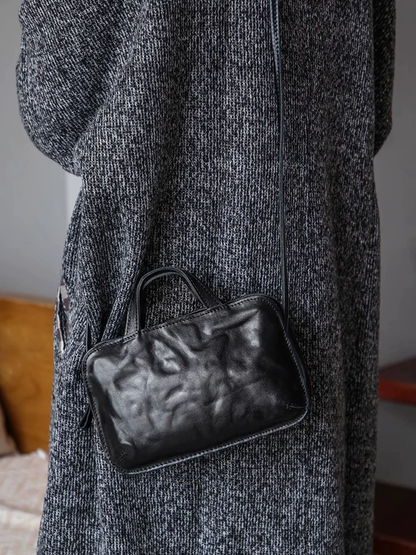 李記 | 原創手工真皮 | 真皮褶皺い復古斜唄包m175號