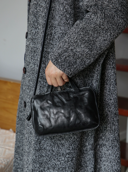 李記 | 原創手工真皮 | 真皮褶皺い復古斜唄包m175號
