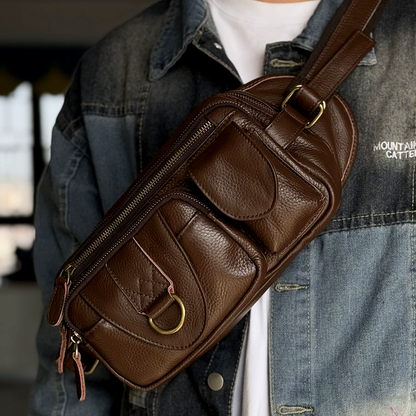 李記 | 原創手工真皮 | 戶外運動胸包m2349號