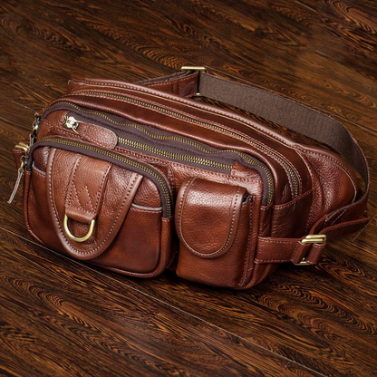 李記 | 原創手工真皮 | 戶外運動胸包m2349號