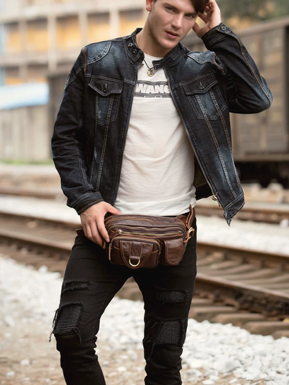 李記 | 原創手工真皮 | 戶外運動胸包m2349號