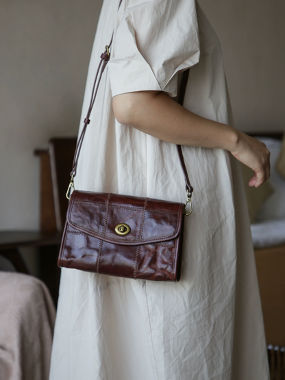 李記 | 原創手工真皮 | 法式溫柔の拼接信封包m299號