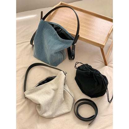 李記 | 原創手工真皮 | 慵懶風い亞麻帆布で托特包m387號