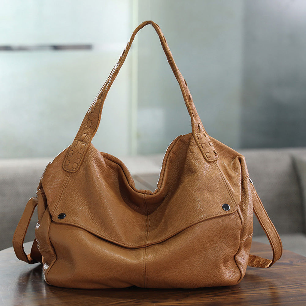 李記 | 原創手工真皮 | 歐美簡約い隨性軟牛皮の大容量單肩包md296號