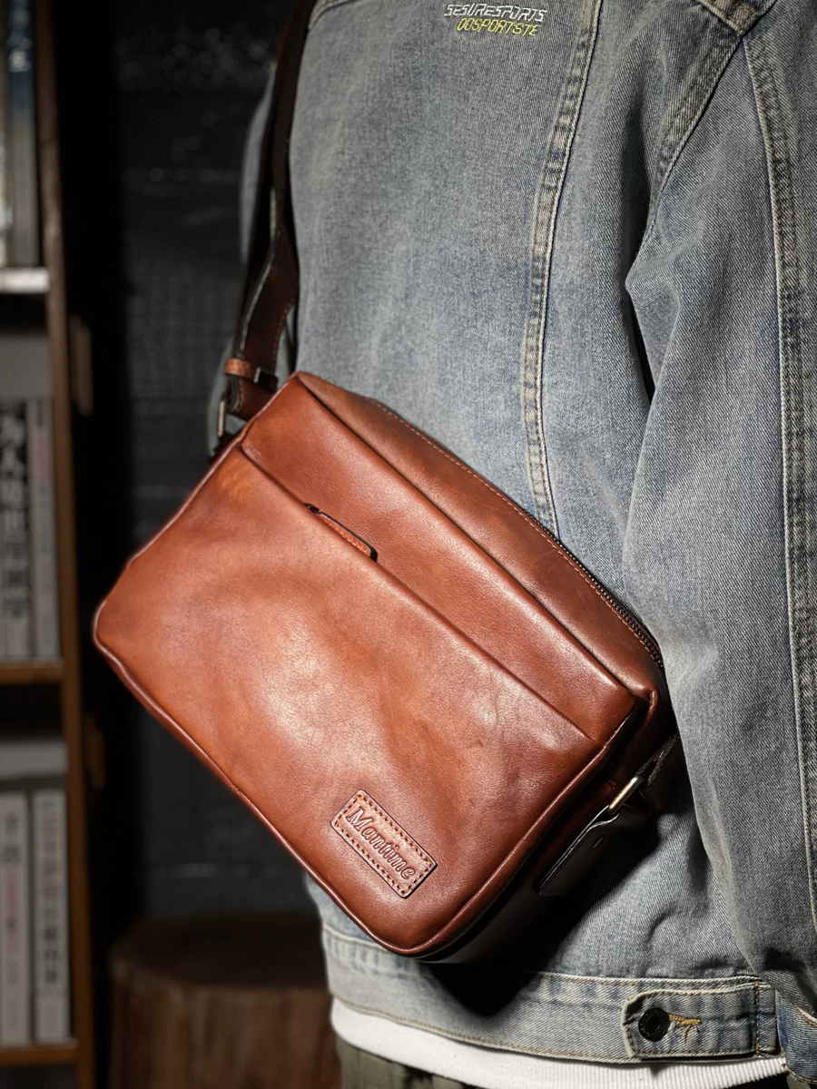 李記 | 原創手工真皮 | 美式復古感拉滿の斜唄包ms5111號