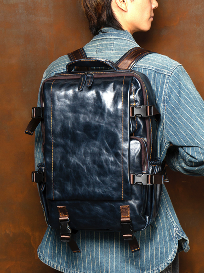 李記 | 原創手工真皮 | ド層牛革シ多機能で差旅後背包ms438號