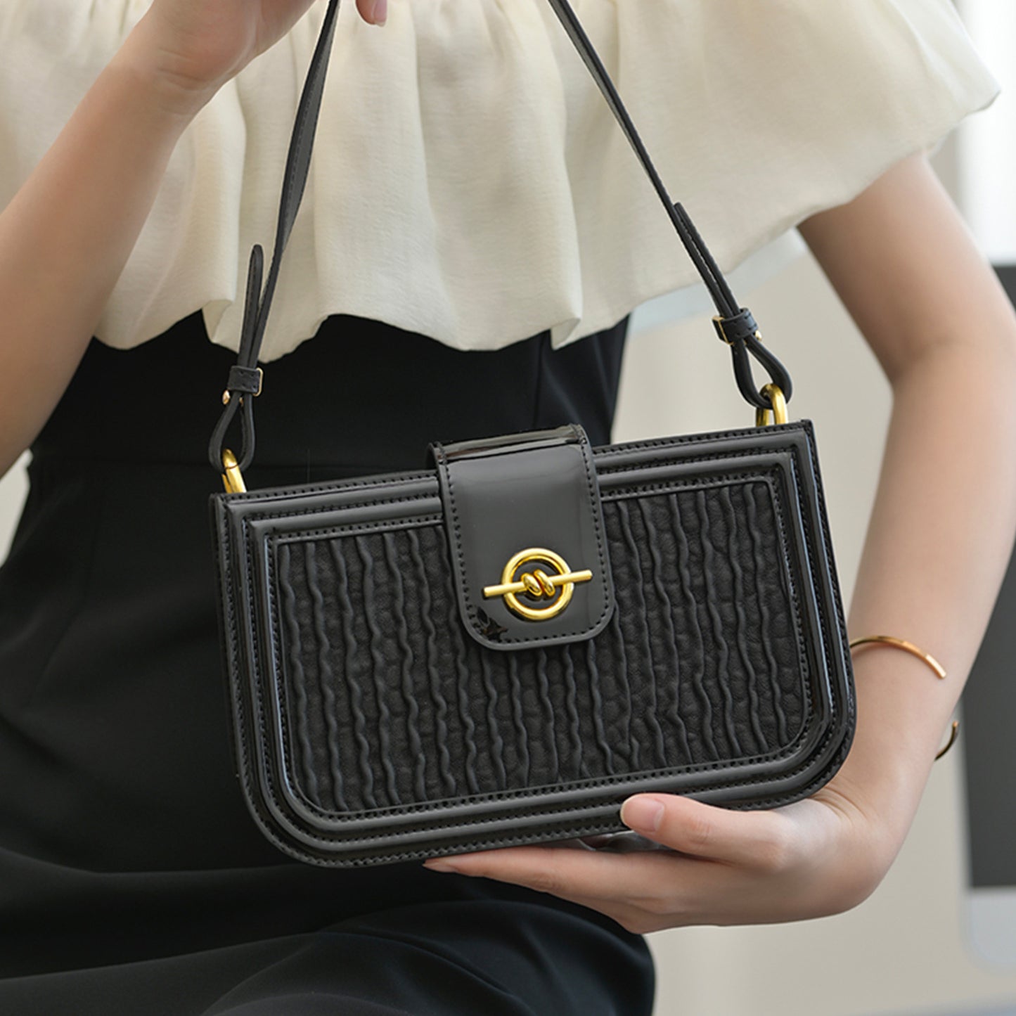 李記 | 原創手工真皮 | 簡約純色の線條で手提包mw0807號