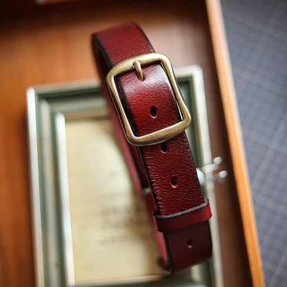李記 | 原創手工真皮 | 純銅扣！！ 復古男士針扣式皮帶PD01號