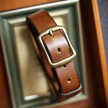 李記 | 原創手工真皮 | 純銅扣！！ 復古男士針扣式皮帶PD01號