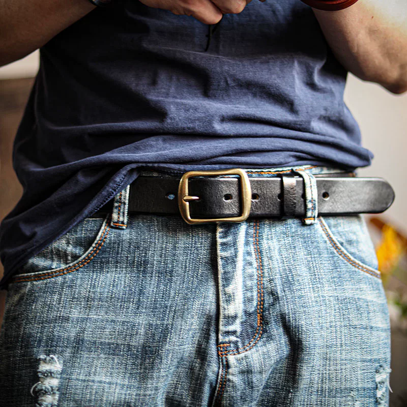 李記 | 原創手工真皮 | 純銅扣！！ 復古男士針扣式皮帶PD01號