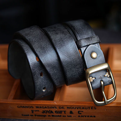 李記 | 原創手工真皮 | 純銅扣！！ 復古男士針扣式皮帶PD01號