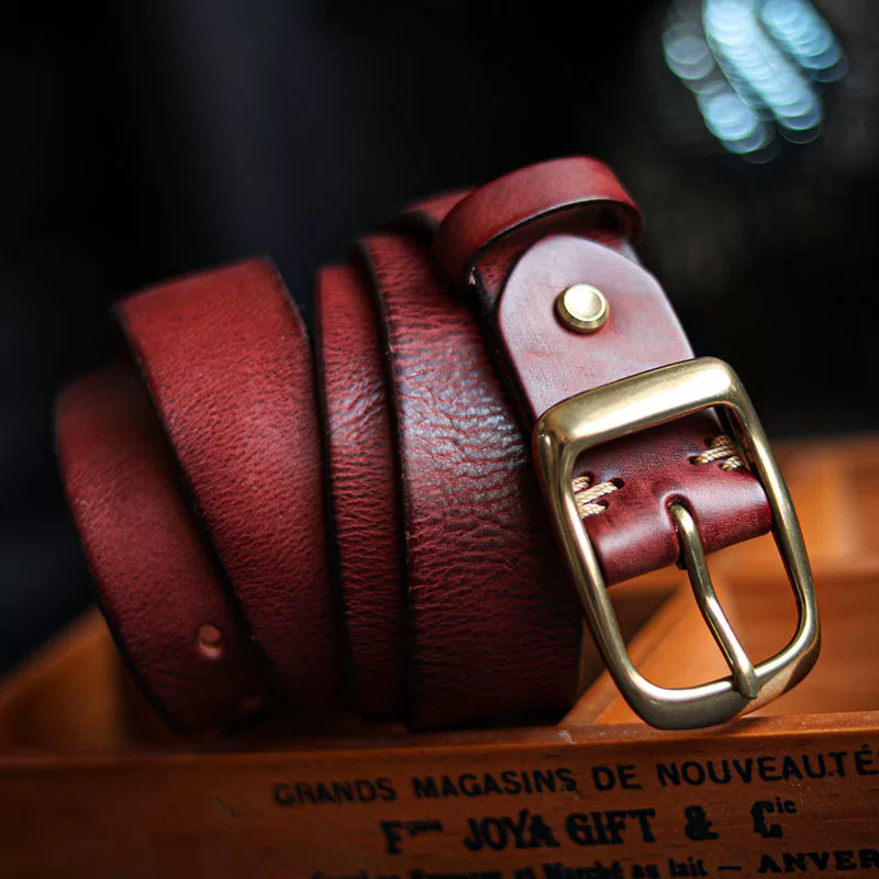 李記 | 原創手工真皮 | 純銅扣！！ 復古男士針扣式皮帶PD01號