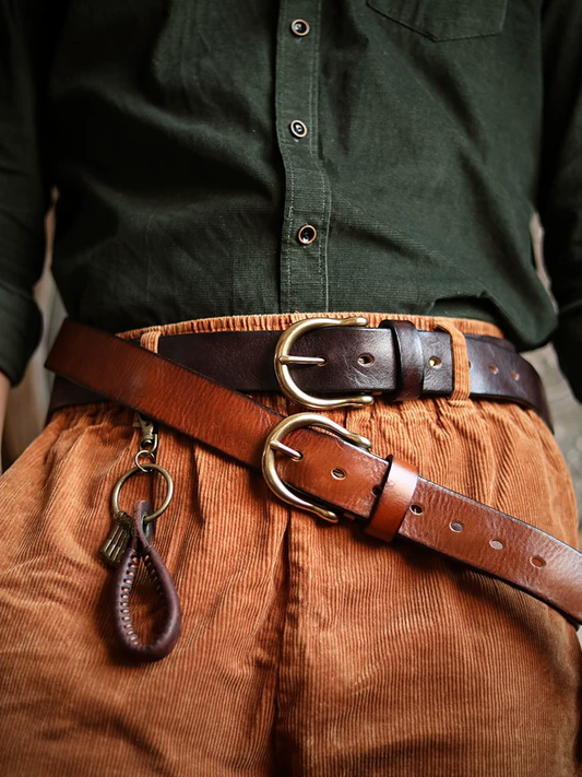 李記 | 原創手工真皮 | 手打黃銅馬蹄扣の做舊皮帶PD03號