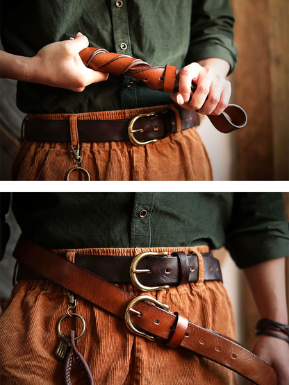 李記 | 原創手工真皮 | 手打黃銅馬蹄扣の做舊皮帶PD03號