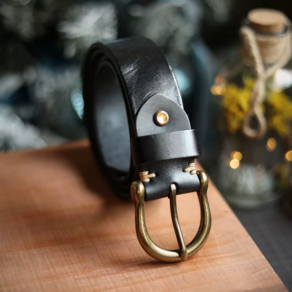 李記 | 原創手工真皮 | 手打黃銅馬蹄扣の做舊皮帶PD03號