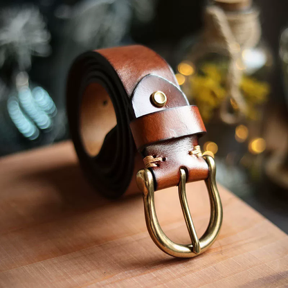 李記 | 原創手工真皮 | 手打黃銅馬蹄扣の做舊皮帶PD03號