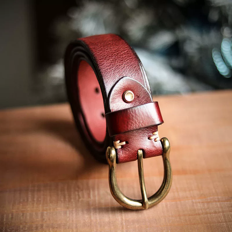 李記 | 原創手工真皮 | 手打黃銅馬蹄扣の做舊皮帶PD03號