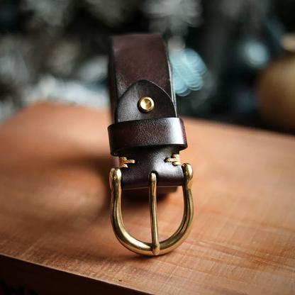 李記 | 原創手工真皮 | 手打黃銅馬蹄扣の做舊皮帶PD03號
