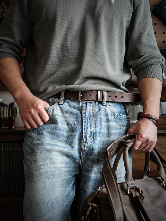 李記 | 原創手工真皮 | 輕復古做舊風~質感純牛皮帶pd214號