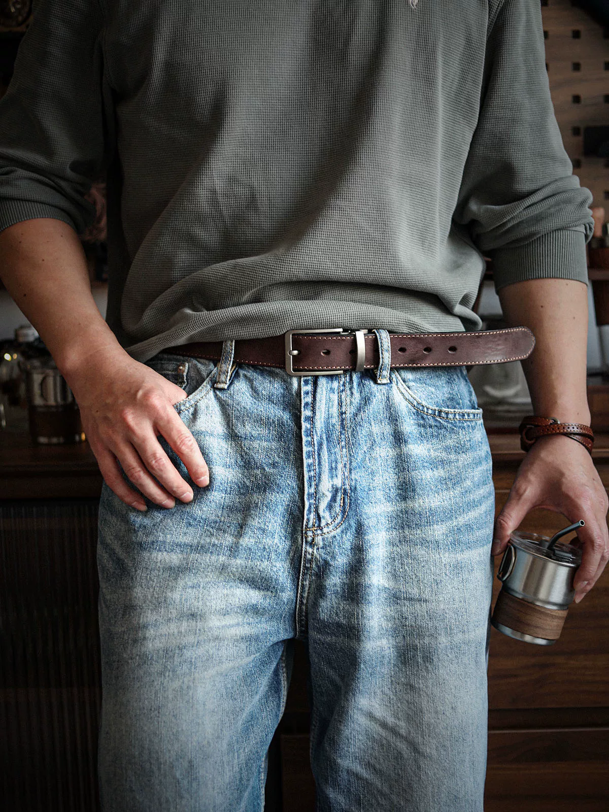 李記 | 原創手工真皮 | 輕復古做舊風~質感純牛皮帶pd214號