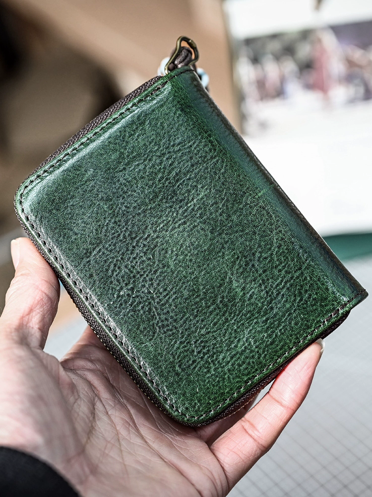 李記 | 原創手工真皮 | 頭層牛革小銭入れ男女本革財布ホルダーpj800號