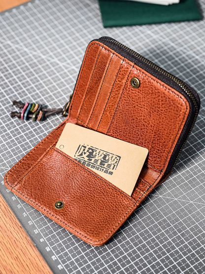 李記 | 原創手工真皮 | 頭層牛革小銭入れ男女本革財布ホルダーpj800號