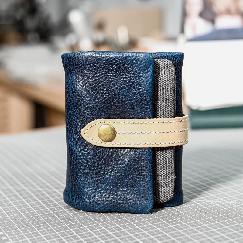 李記 | 原創手工真皮 | 撞色三折い短款簡約錢夾ps142號