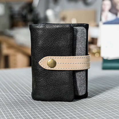 李記 | 原創手工真皮 | 撞色三折い短款簡約錢夾ps142號